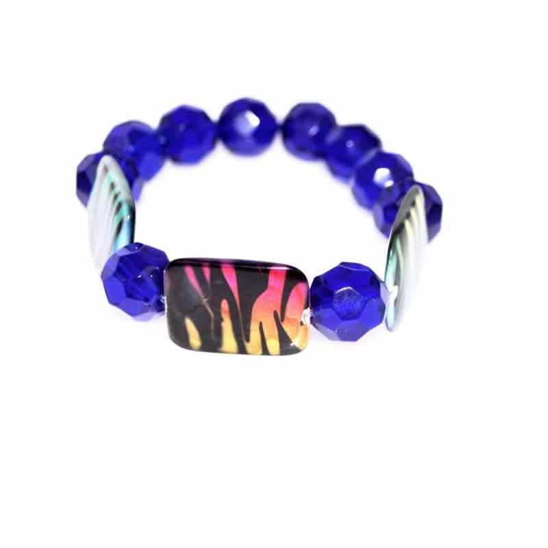 Chunky Blue Animal Prints Beaded Womens Bracelets - Handmade