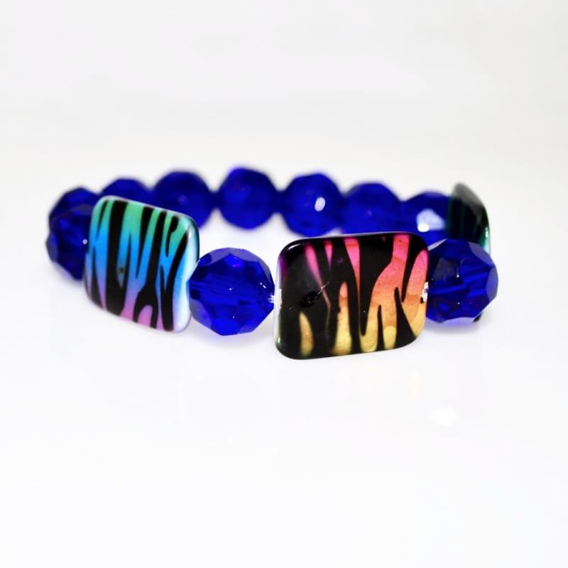 Chunky Blue Animal Prints Beaded Women's Bracelets - TeresaCollections