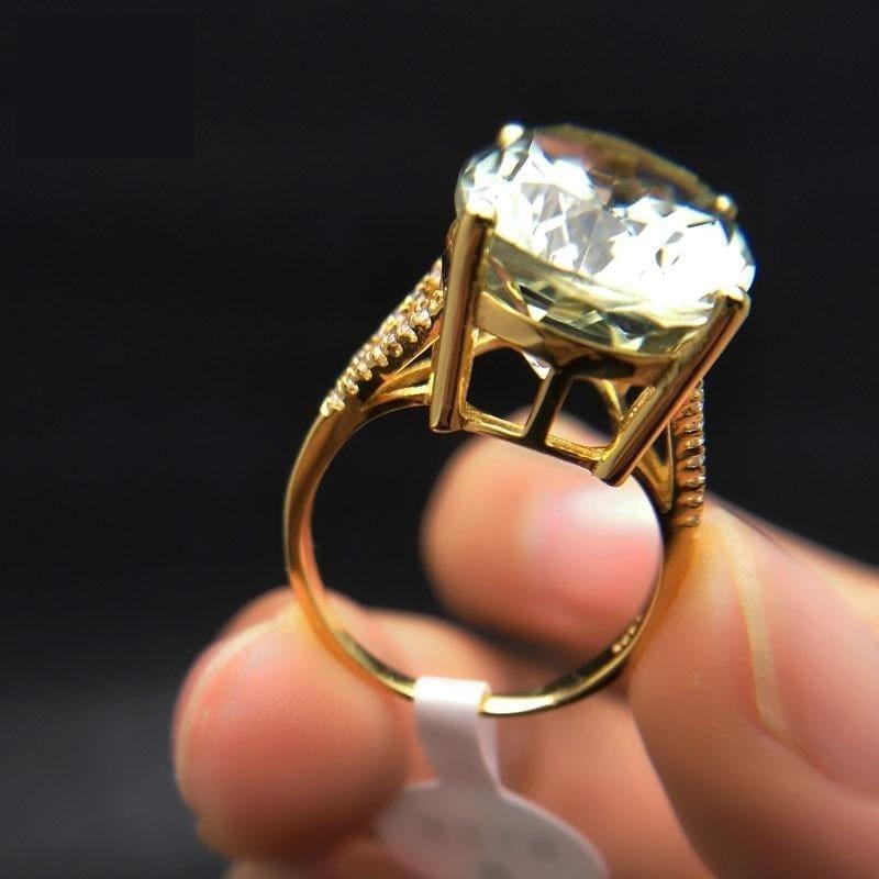 Chunky Natural 13ct Green Amethyst Gemstone Ring - rings