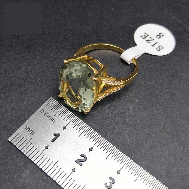 Chunky Natural 13ct Green Amethyst Gemstone Ring - rings