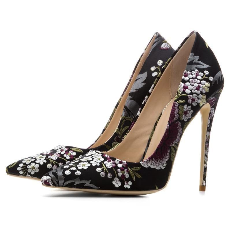 Colorful Embroidery Pumps Stiletto - Black / 10 - Pumps