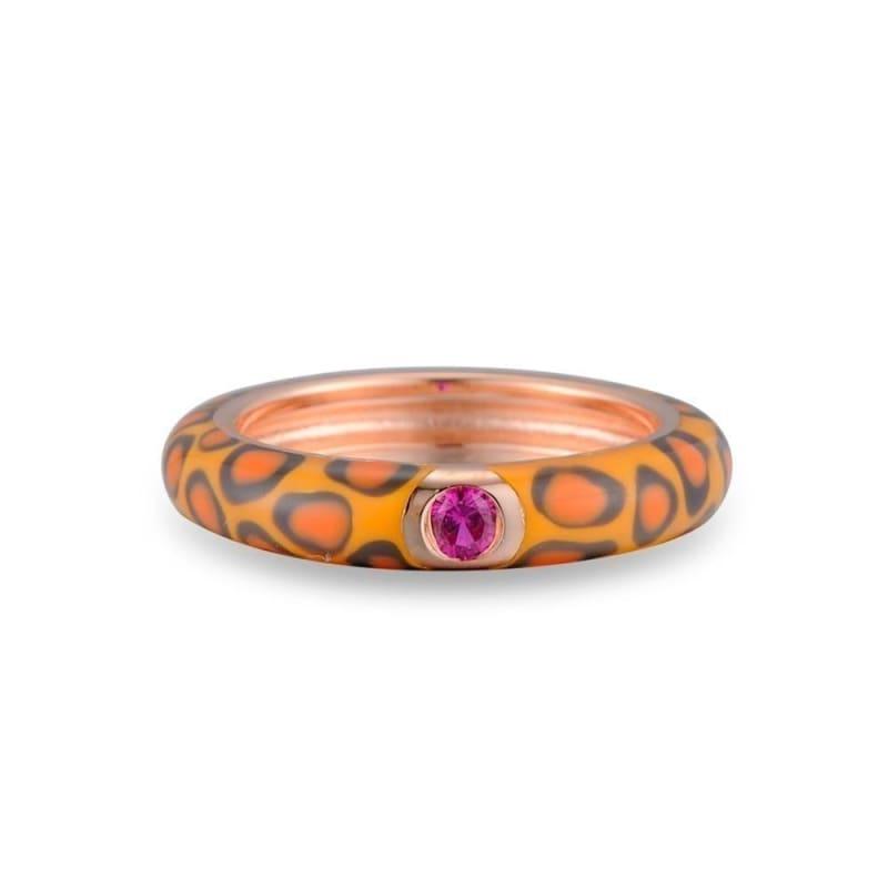 Colorful leopard print Pure 925 Sterling Silver Eternity Ring - Rings