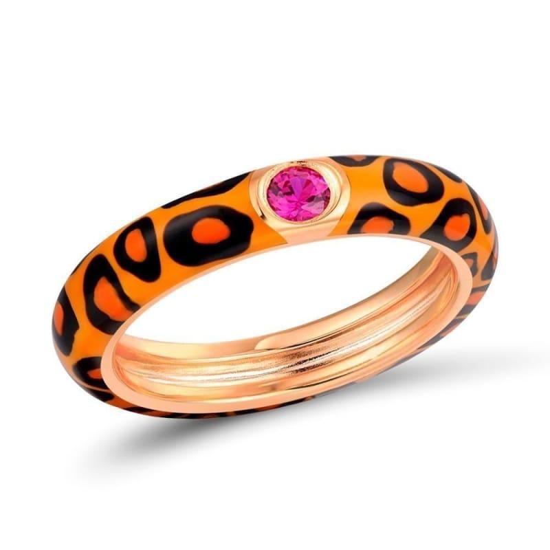 Colorful leopard print Pure 925 Sterling Silver Eternity Ring - Rings