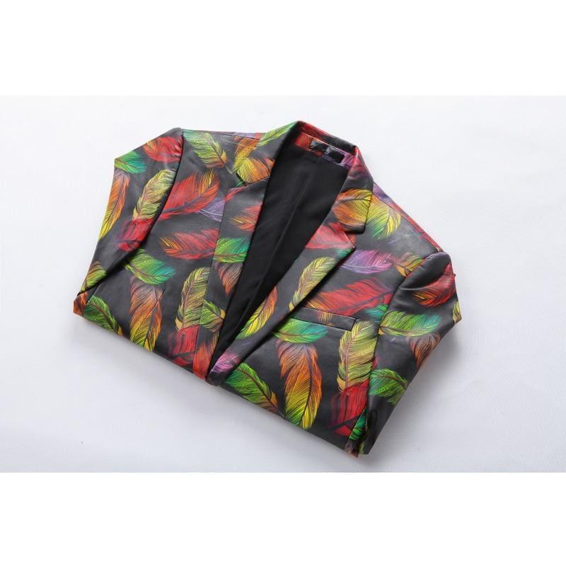 Colorful Printed Blazer Luxury Casual Suit Jacket - Mens Jackets