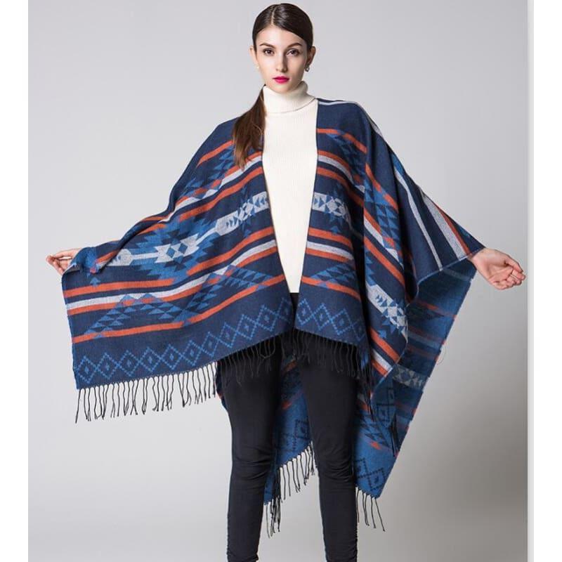 Colorful Winter Ponchos Shawl Cashmere Scarf - TeresaCollections