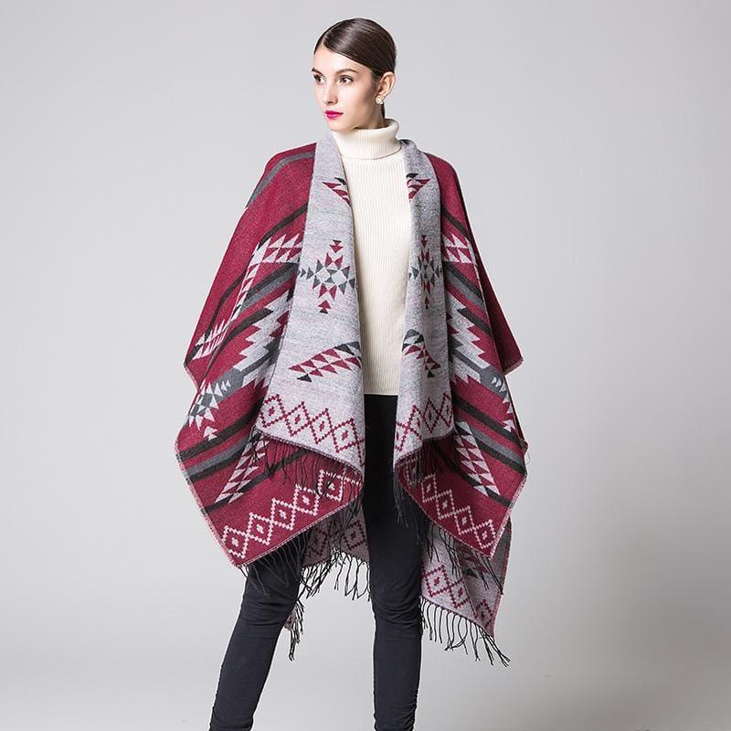 Colorful Winter Ponchos Shawl Cashmere Scarf - scarf