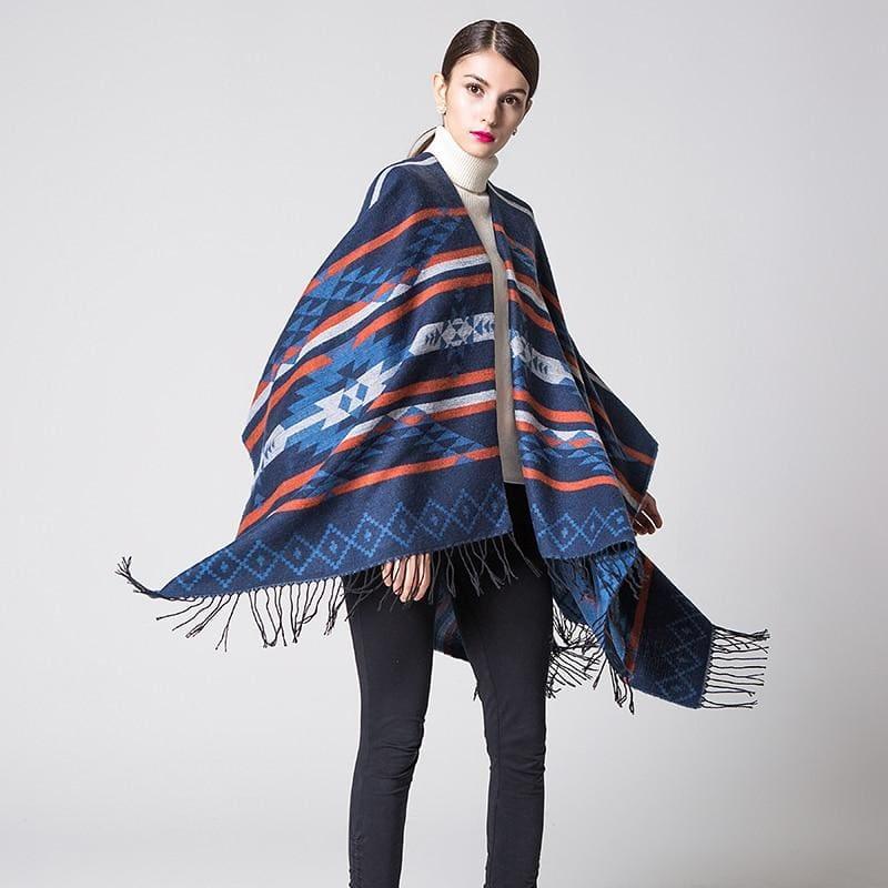 Colorful Winter Ponchos Shawl Cashmere Scarf - TeresaCollections