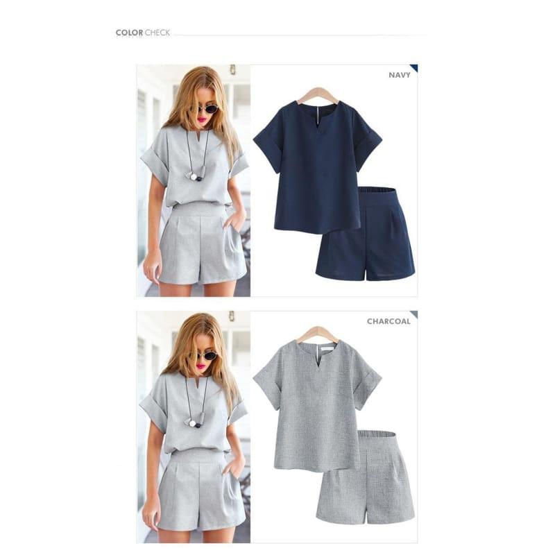 Cotton Linen Top Shirt Suit Set - TeresaCollections