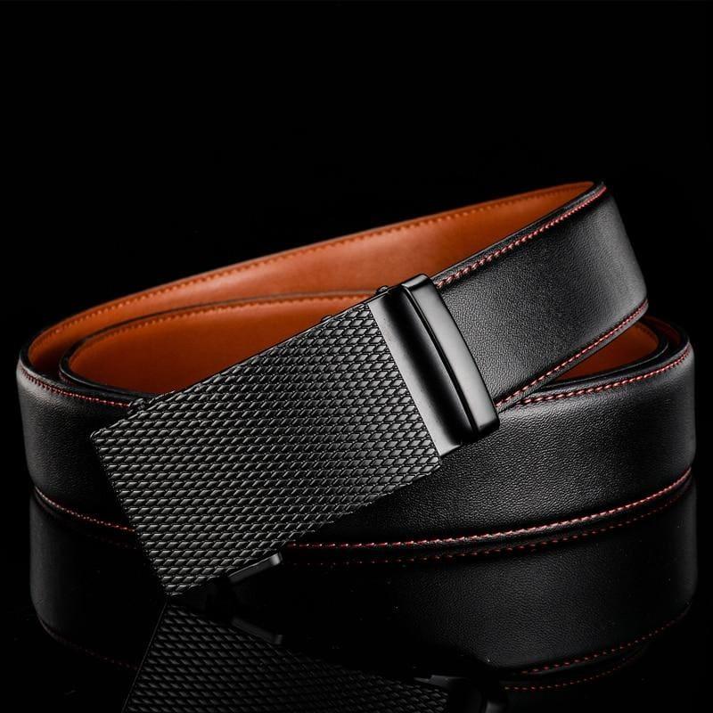 Cowhide Genuine Leather Automatic Buckle Belts Black Business Formal Belt - belts