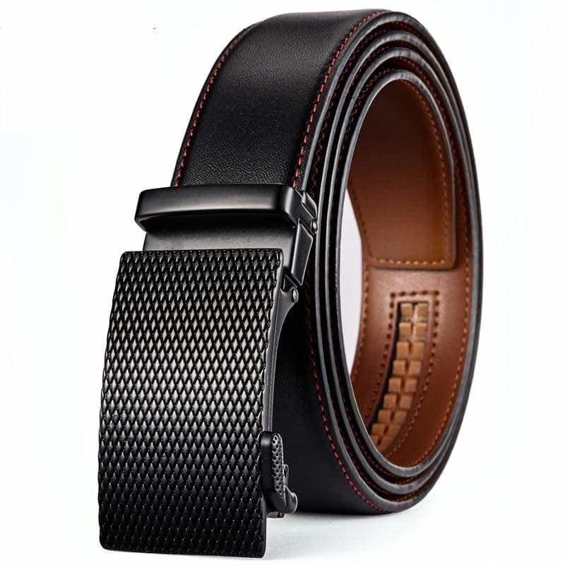 Cowhide Genuine Leather Automatic Buckle Belts Black Business Formal Belt - belts