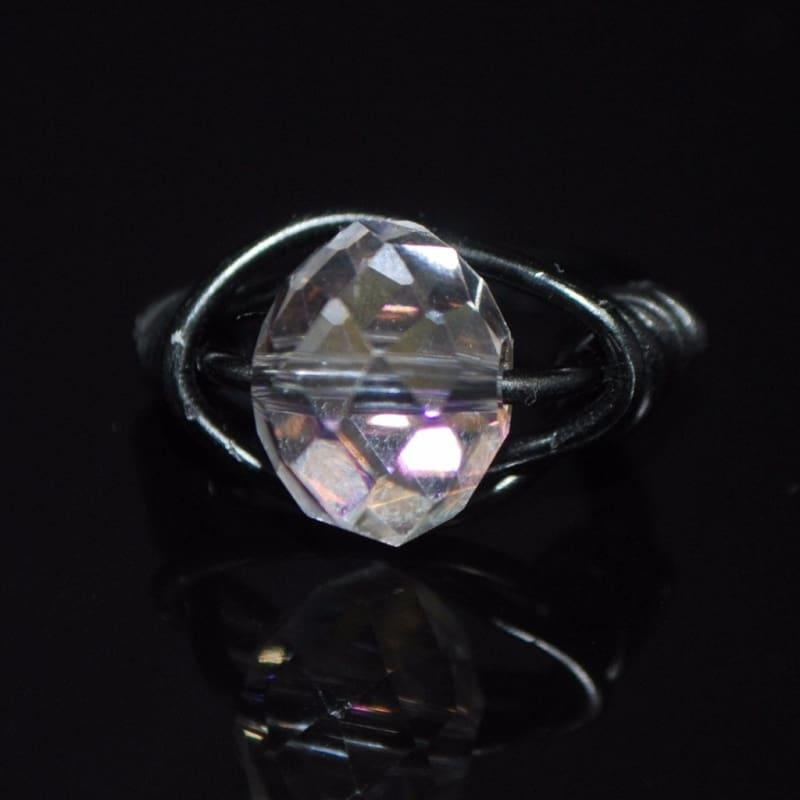 Crystal Handcrafted Womens Ring - 6 / Black - Handmade