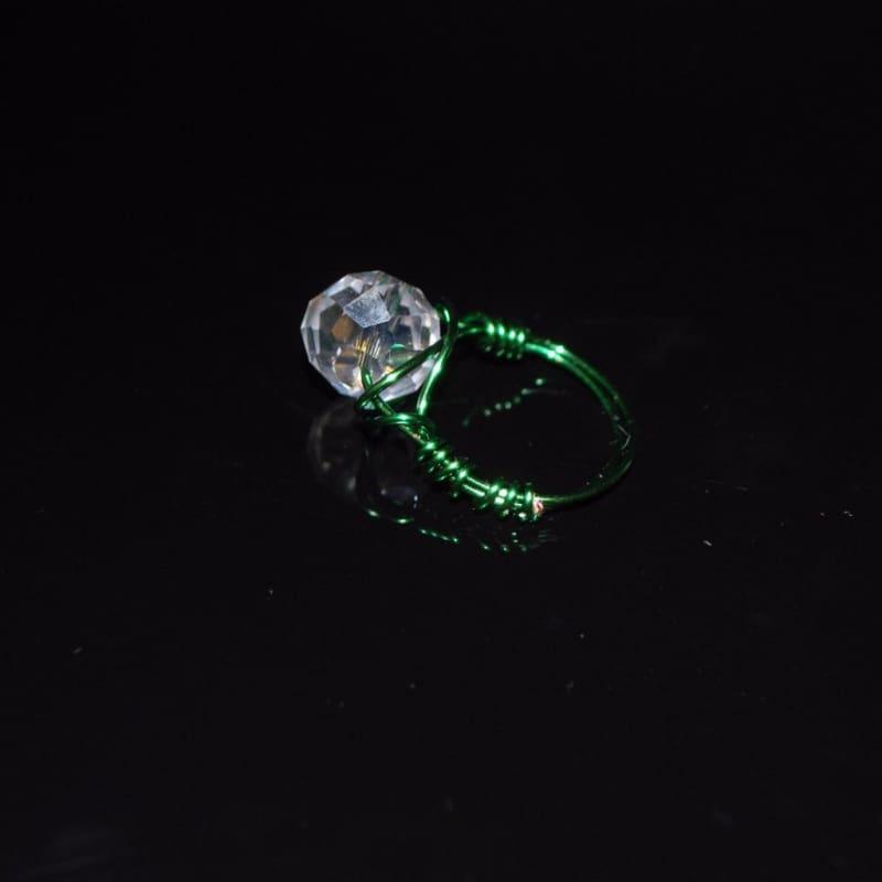 Crystal Handcrafted Womens Ring - 6 / Green - Handmade