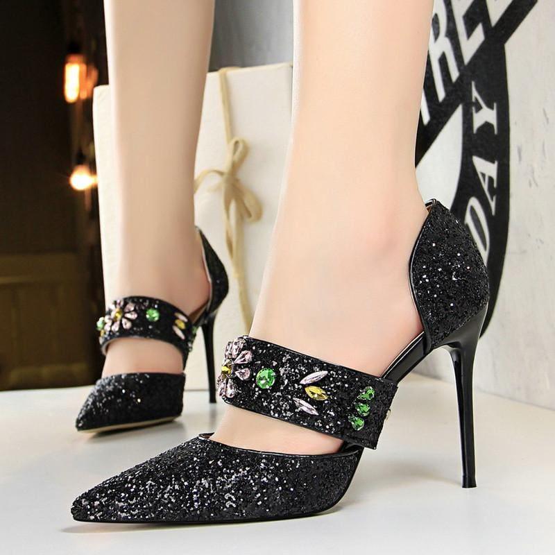 Crystal Studded Sexy Summer High Heel Pumps - pumps