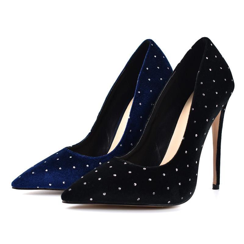 Crystal Studded Stilettos Printed Toe Evening Pumps - Pumps