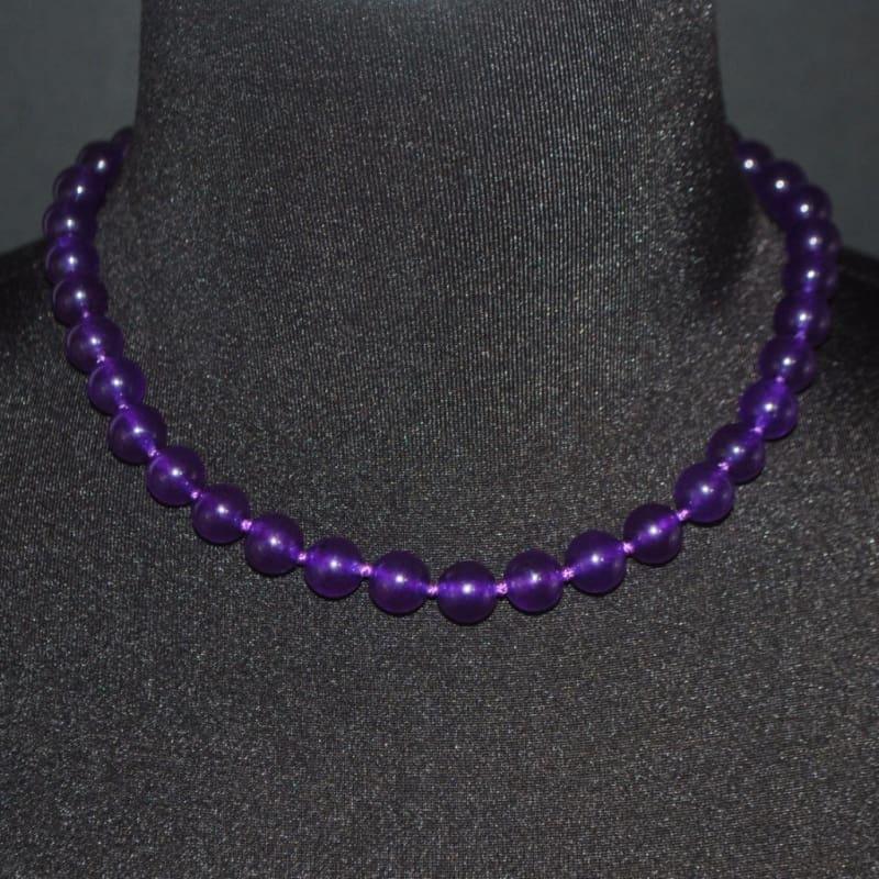 Dark Violet Purple Carnelian Beaded Women's Necklace. - TeresaCollections