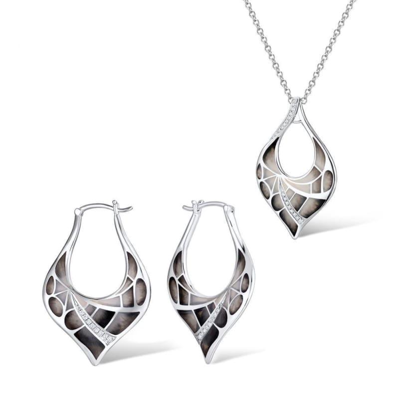 Delicate Black Leaves Earrings Necklace Fashion Jewelry Handmade Enamel - Default title - Jewelry set