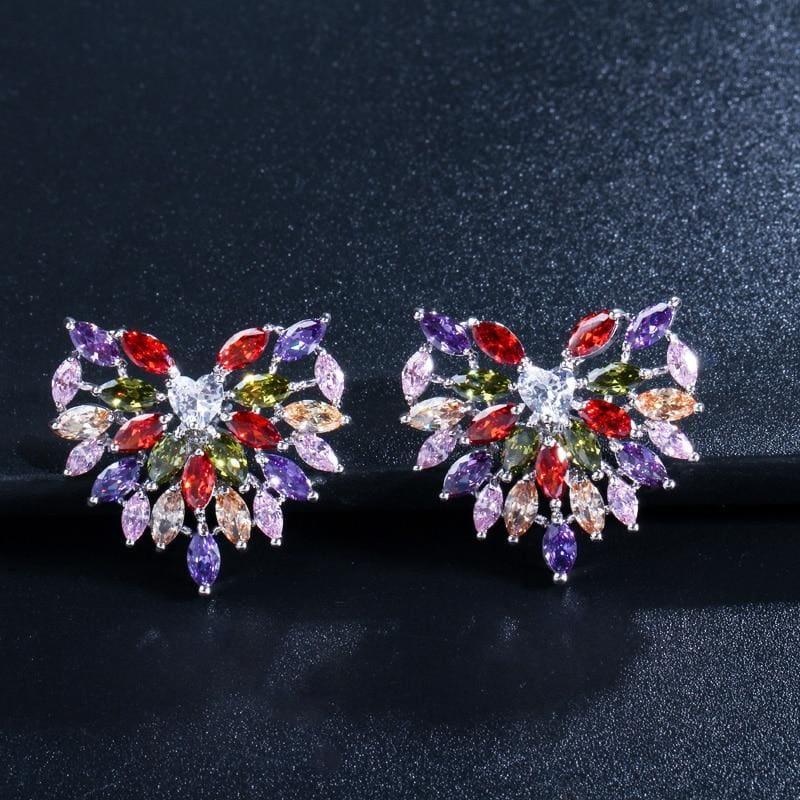Delicate Heart Shape Colorful Cubic Zircon Romantic Women Piercing Stud Earring - earrings