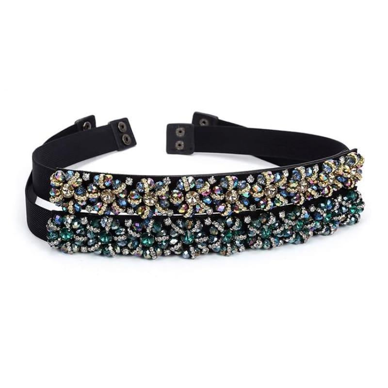 Designer Luxury Crystal Elastic with rhinestone Elegant Belt - Belt