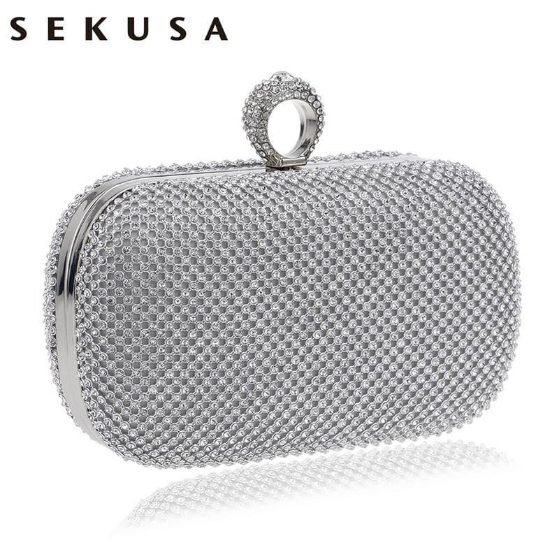 Diamond-Studded Evening Clutch Bag - Clutch