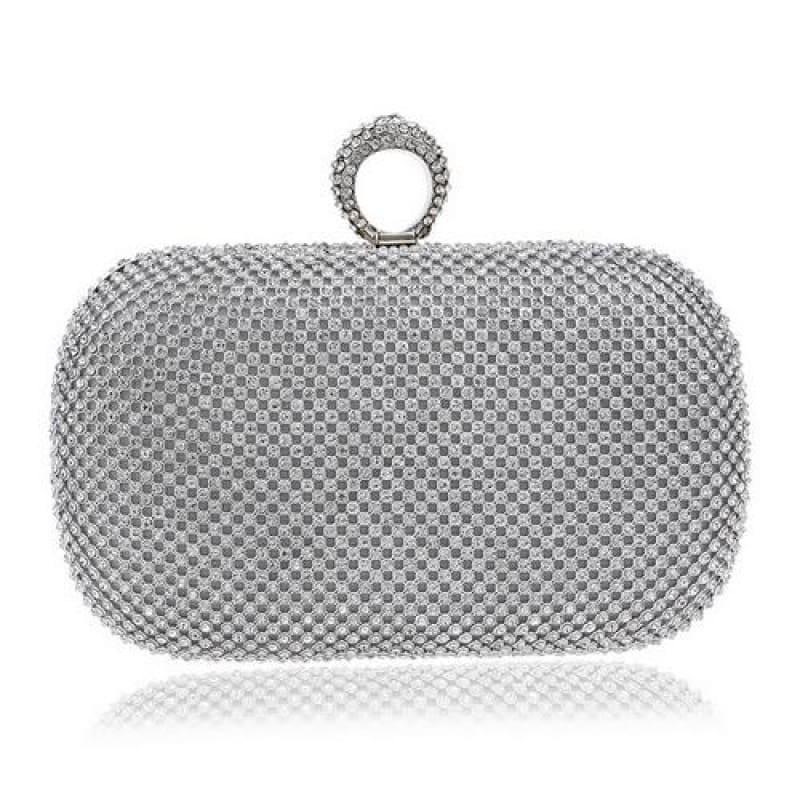 Diamond-Studded Evening Clutch Bag - YM1000silver - Clutch