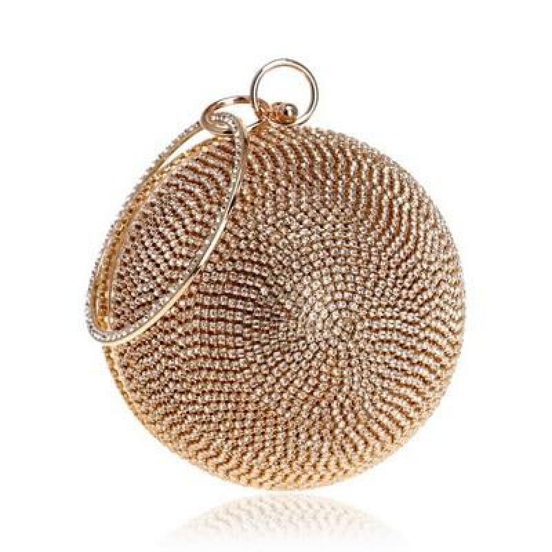 Diamonds Colorful Lady Round Shaped Evening Clutch Bag - YM8105gold - Clutch