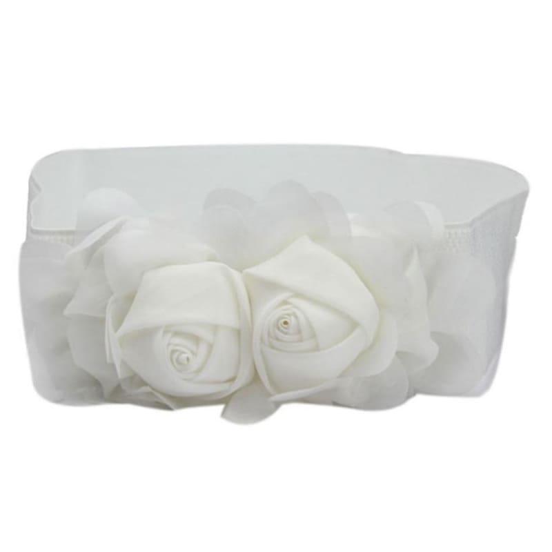 Double Rose Flower Buckle Elastic Waist Belt - Belt