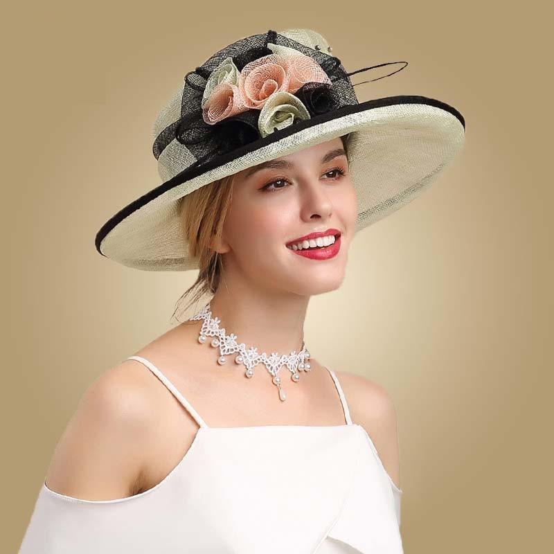 Duchess Fascinator Kentucky Derby Elegant Wide Brim Fedoras - TeresaCollections