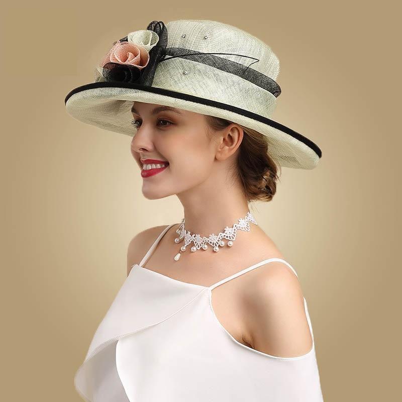 Duchess Fascinator Kentucky Derby Elegant Wide Brim Fedoras - TeresaCollections