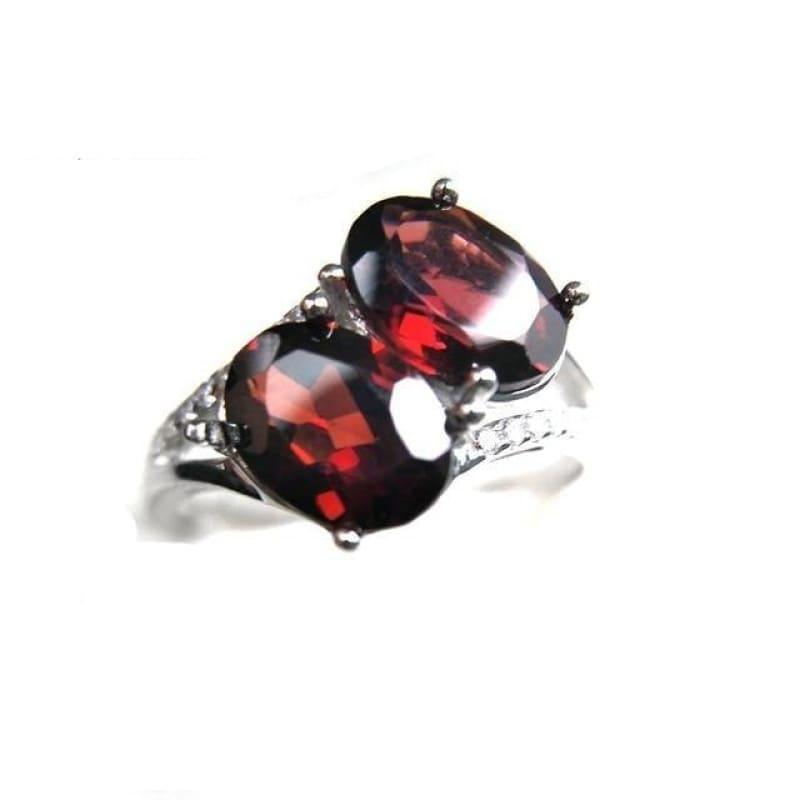 Elegant 3ct Garnet Oval cut 6*8mm Gemstone Ring - RED / 6 - rings