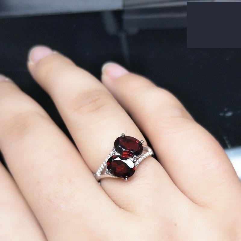 Elegant 3ct Garnet Oval cut 6*8mm Gemstone Ring - rings