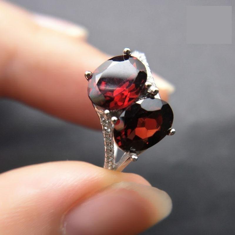 Elegant 3ct Garnet Oval cut 6*8mm Gemstone Ring - rings