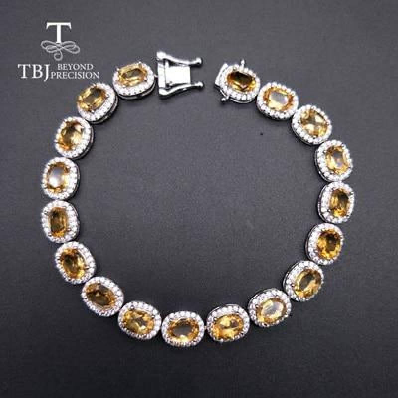 Elegant 925 Sterling SilverGemstone Bracelet - citrine / total length19.5 - bracelets