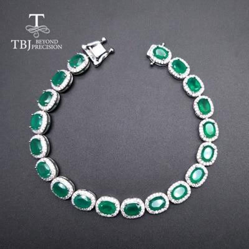 Elegant 925 Sterling SilverGemstone Bracelet - green agate / total length19.5 - bracelets