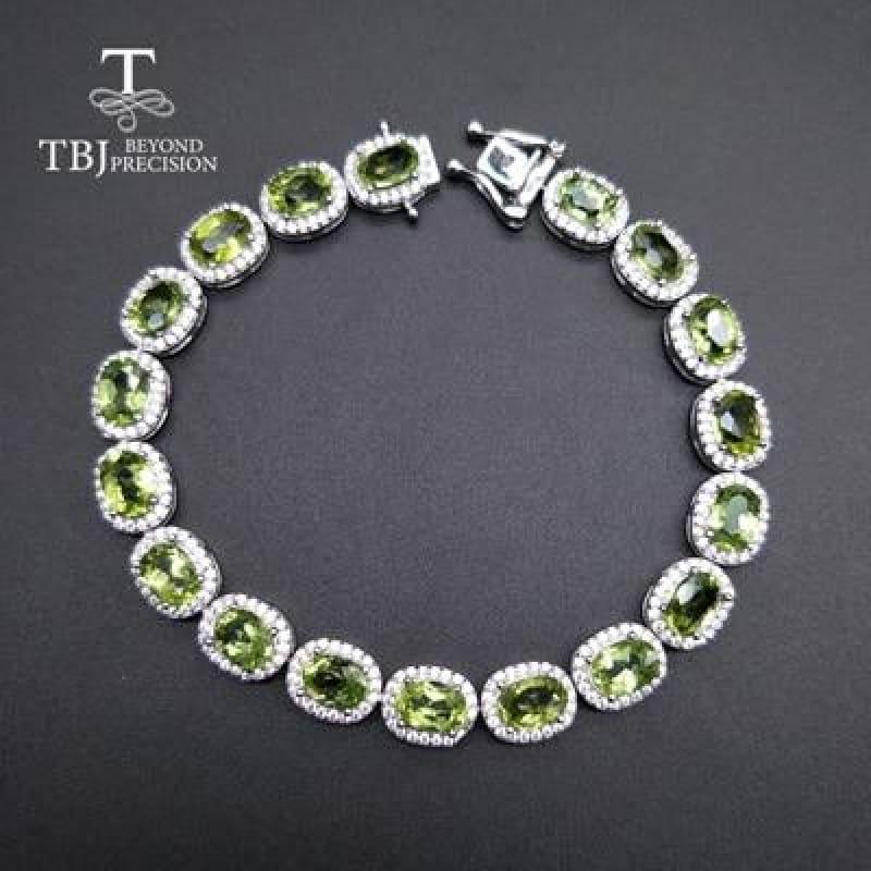 Elegant 925 Sterling SilverGemstone Bracelet - peridot / total length19.5 - bracelets