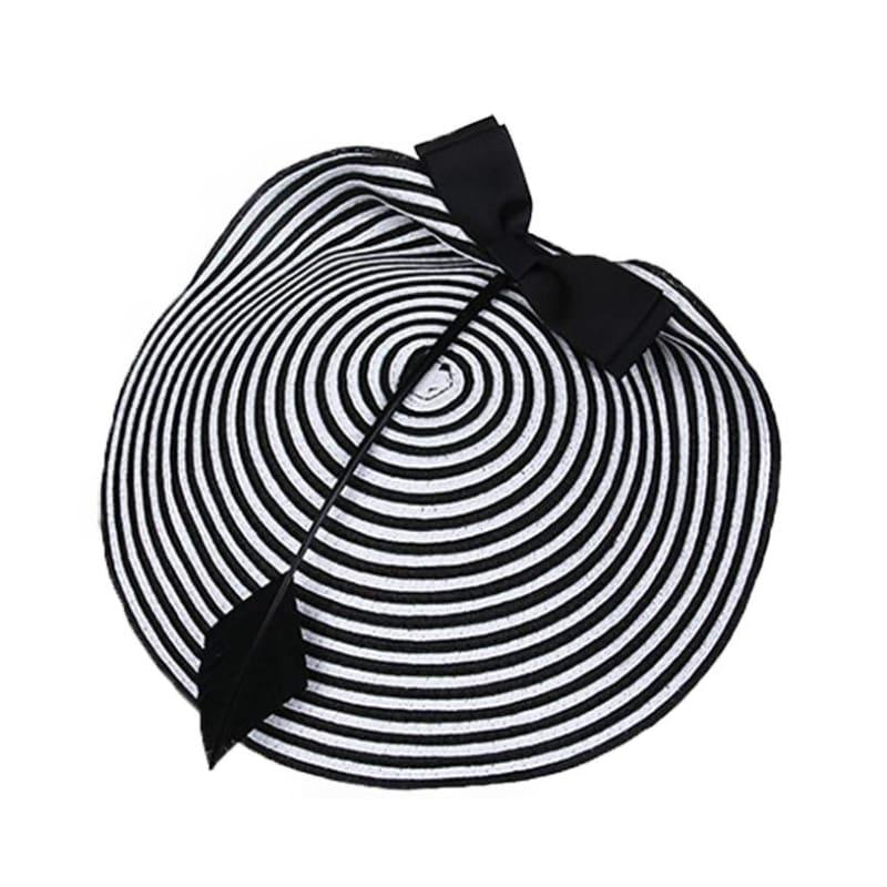 Elegant Black White Striped Cupid Arrow Pillbox Vintage Cocktail Church Fedoras Fascinator Hats - hats