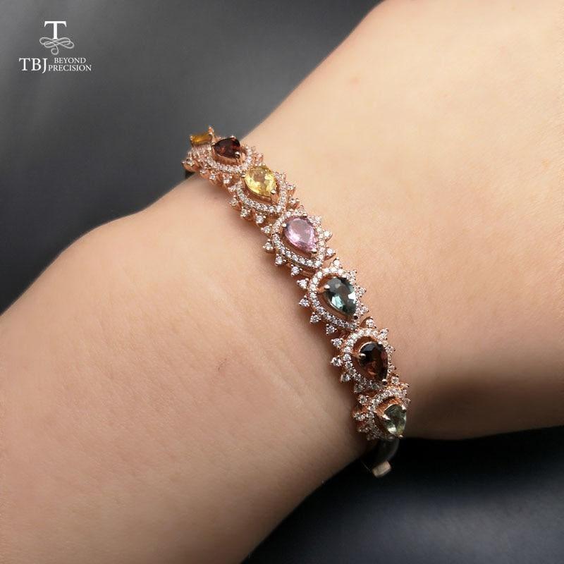 Elegant Colorful Tourmaline 3.5ct Gemstone Bangle - bangle