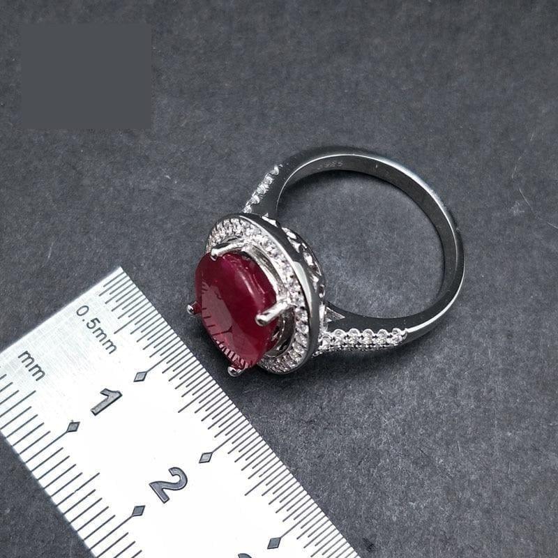 Elegant Engagement Ring with Natural Ruby 925 sterling Silver Gemstone RING - RINGS
