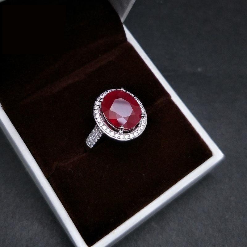 Elegant Engagement Ring with Natural Ruby 925 sterling Silver Gemstone RING - RINGS