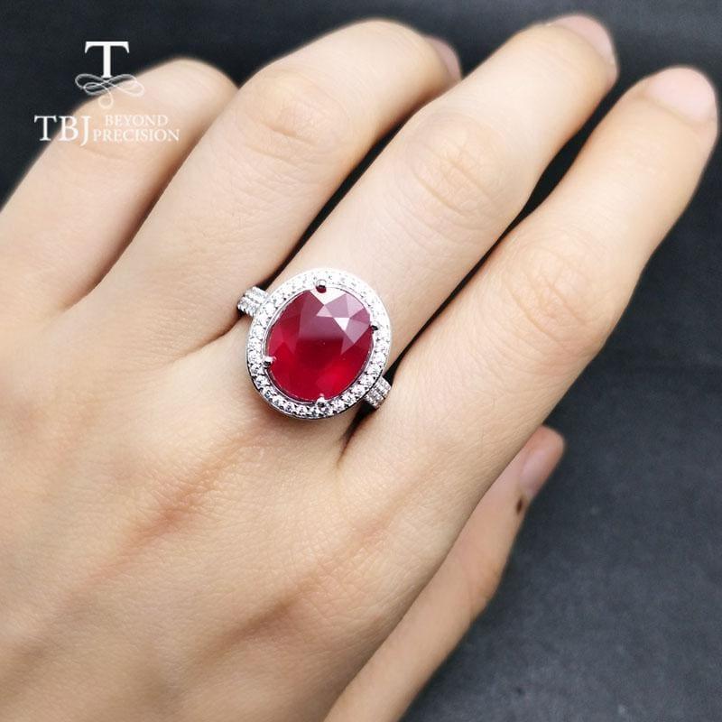 Elegant Engagement Ring with Natural Ruby 925 sterling Silver Gemstone RING - RINGS