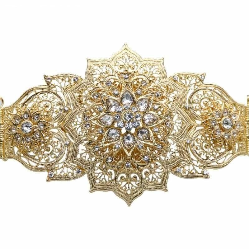 Elegant Luxury Gold Color Women Metal Waistband Jewelry Long Adjustable Chain Belt - Belt
