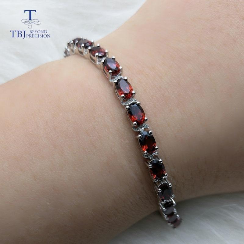 Elegant Natural Garnet in 925 Sterling silver fine jewelry Bracelets - Bracelets