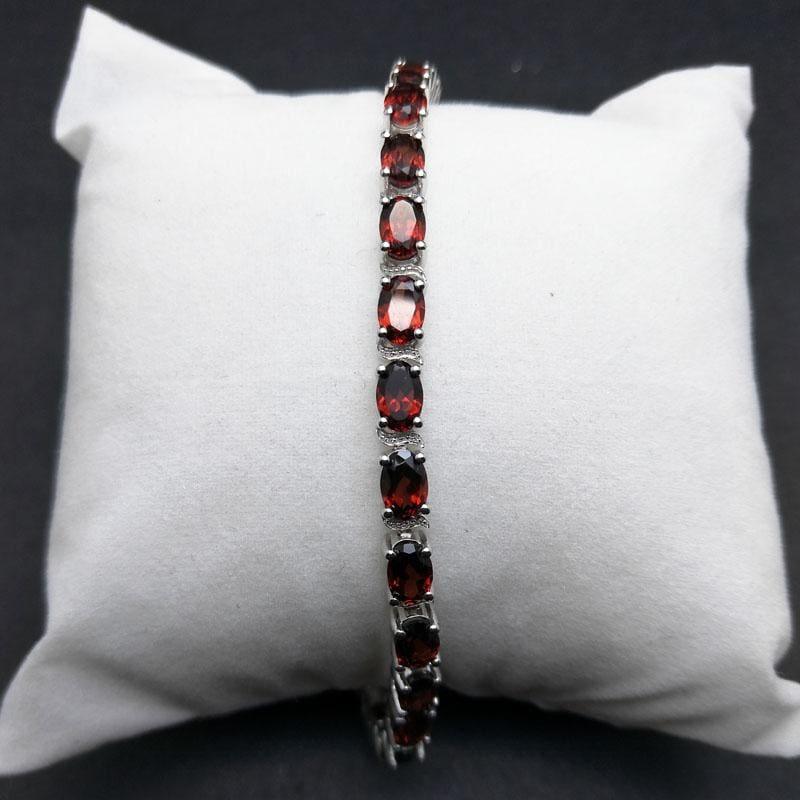 Elegant Natural Garnet in 925 Sterling silver fine jewelry Bracelets - Bracelets