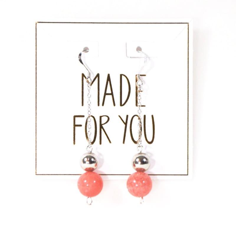 Elegant Pink With Silver Ball Bead Strings Womens Earrings - Earrings