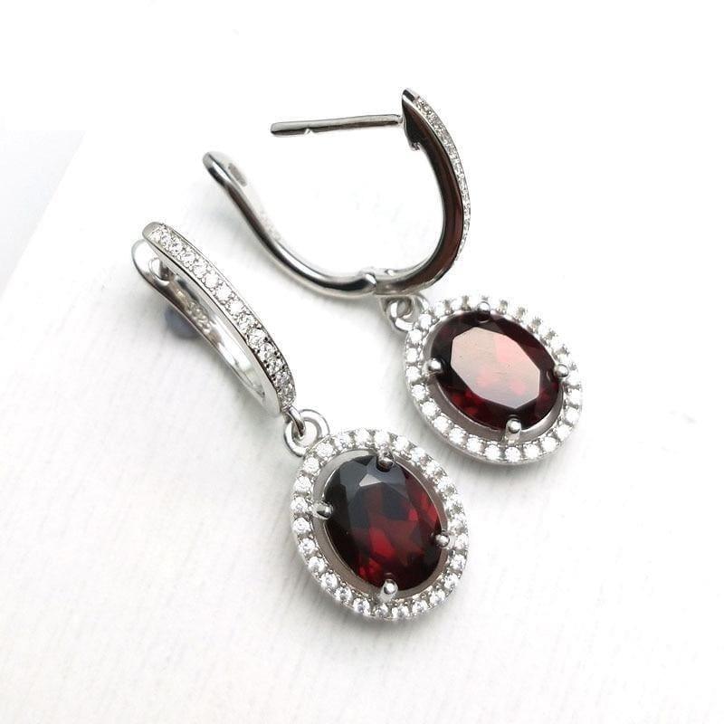 Elegant Red Garnet Clasp Drop Earrings - earrings