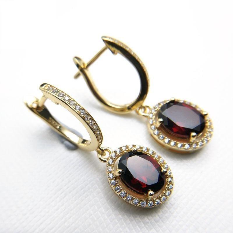 Elegant Red Garnet Clasp Drop Earrings - earrings