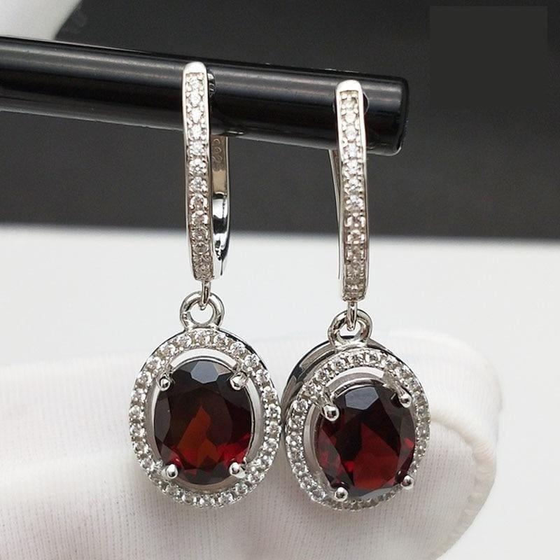 Elegant Red Garnet Clasp Drop Earrings - earrings