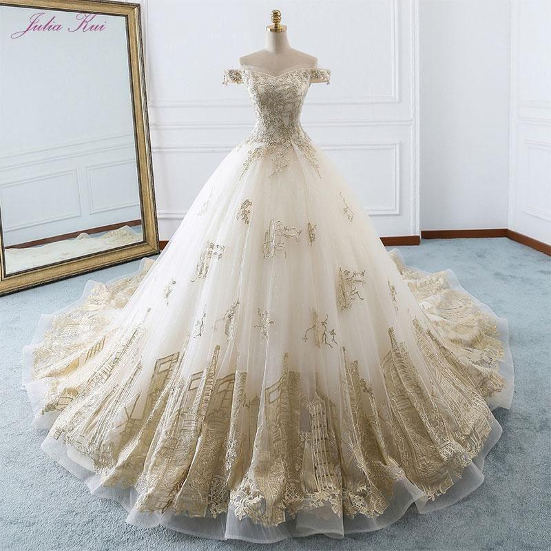 TeresaCollections Elegant Shiny Embroidery Tulle Scalloped