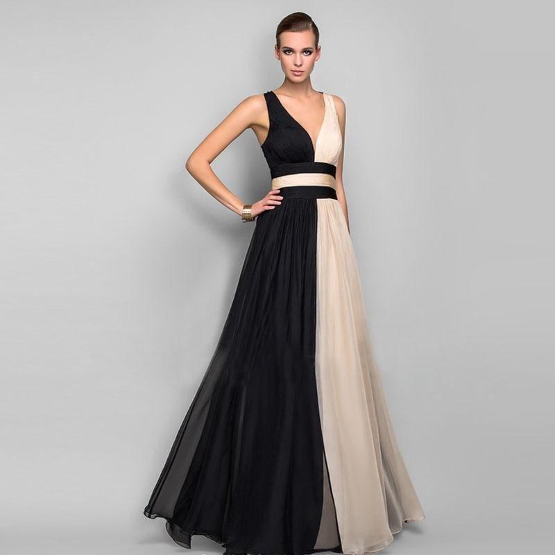 Elegant V-Neck Backless Formal Long Chiffon Maxi Dress - Maxi Dress