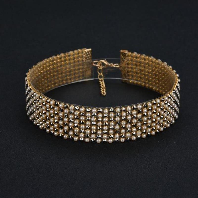 Elegant Wide Crystal Rhinestone Choker Necklace - 03 1