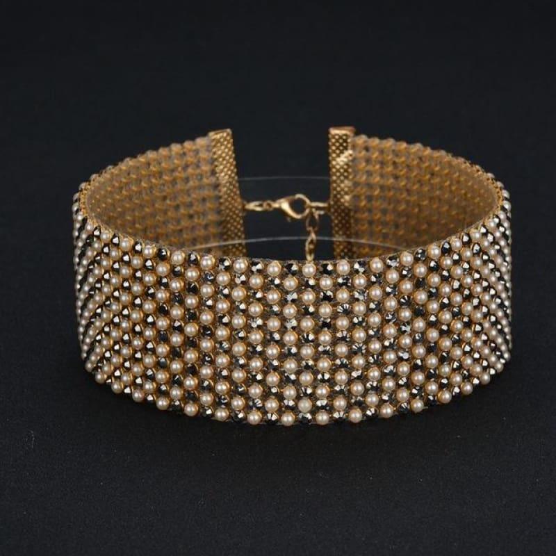 Elegant Wide Crystal Rhinestone Choker Necklace - 04 1